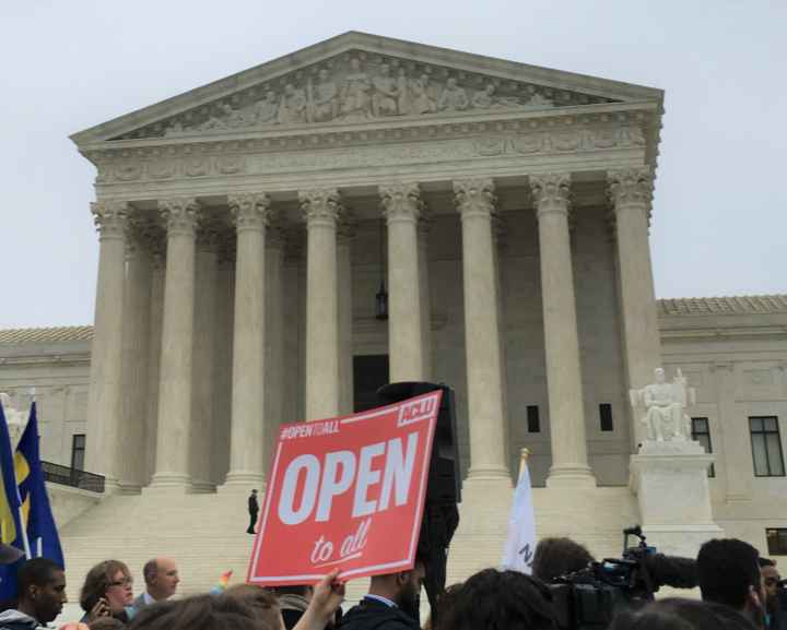 "Open" sign in front of the U.S. Supreme COurt