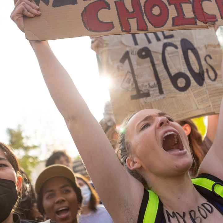 Protesters at an abortion rights rally in Washington DC.